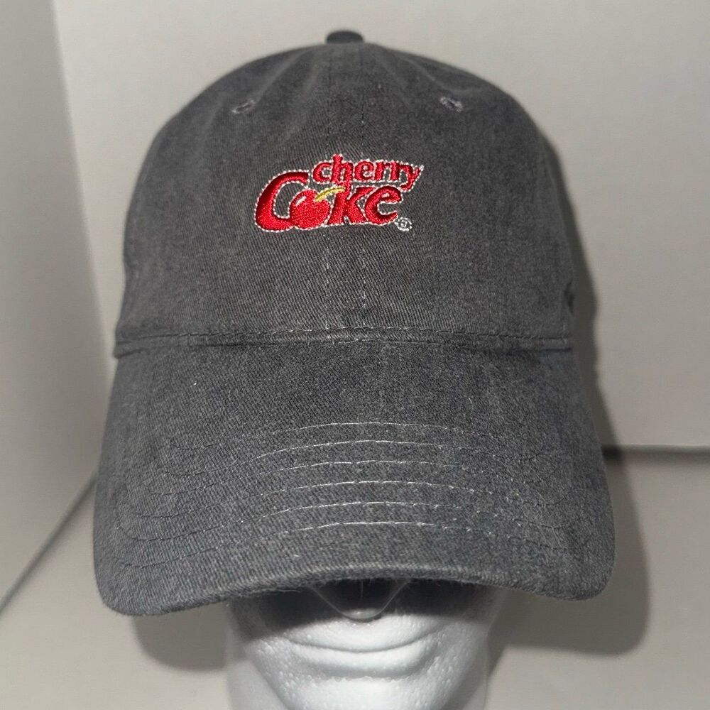 Cherry Coke Grey Baseball Hat Cap Coca-Cola